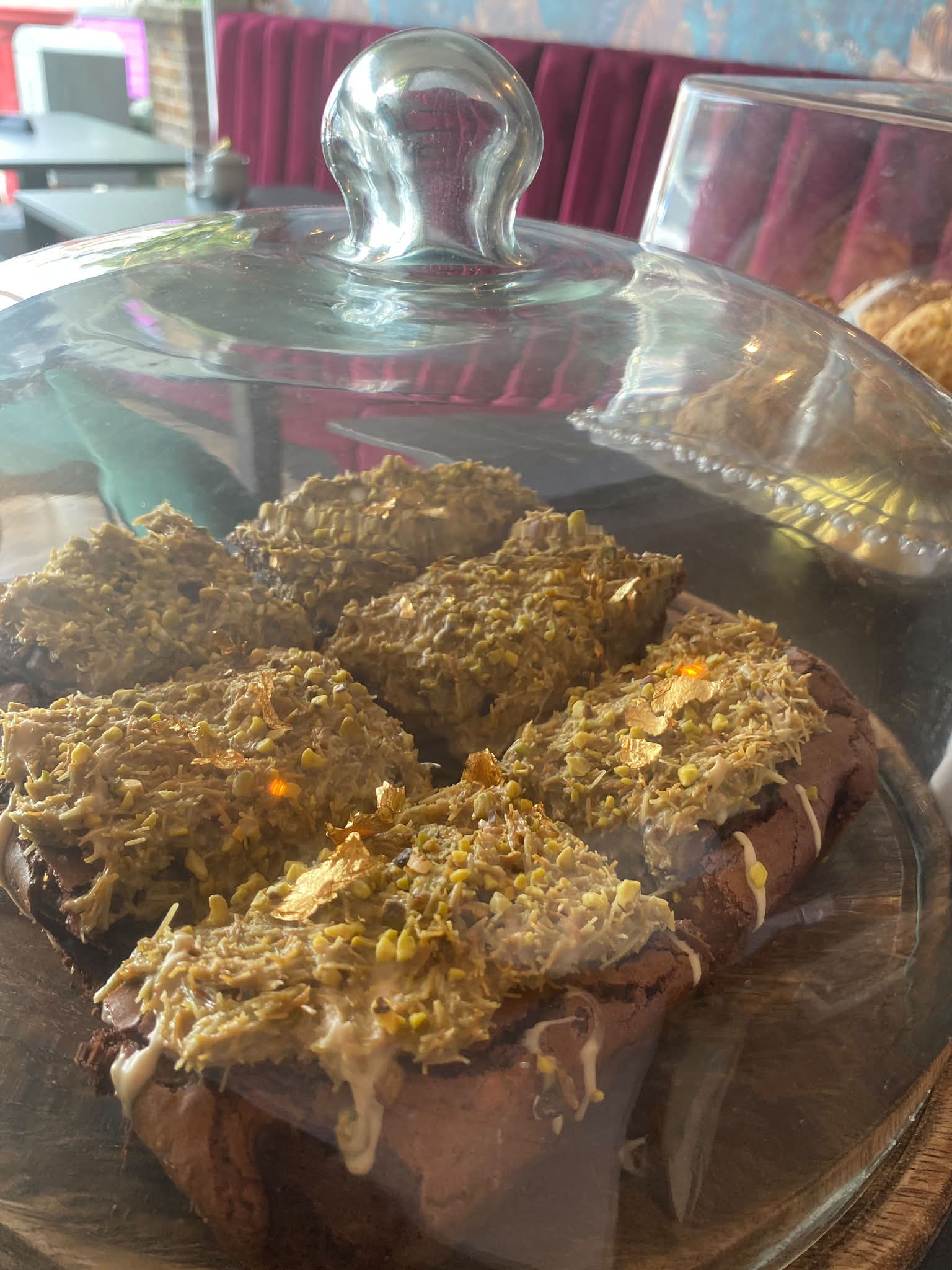 Cakes under glass